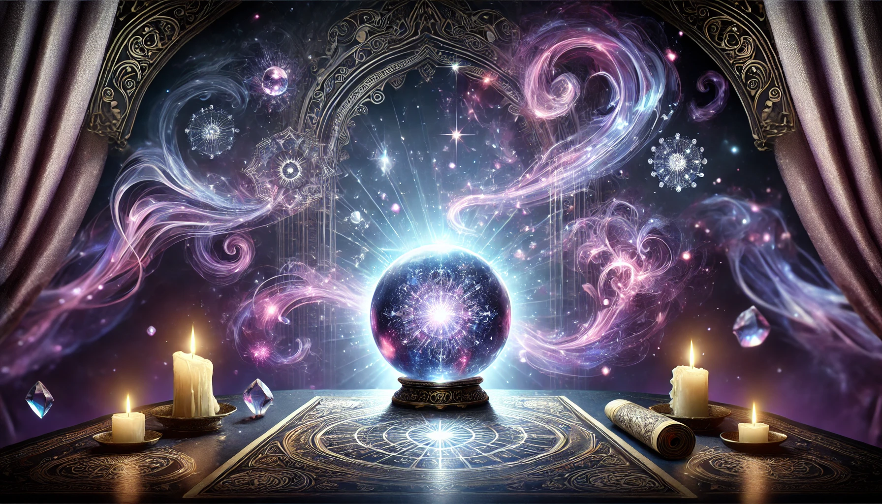 mystical ball of yes or no oracle with an artistic and magical background