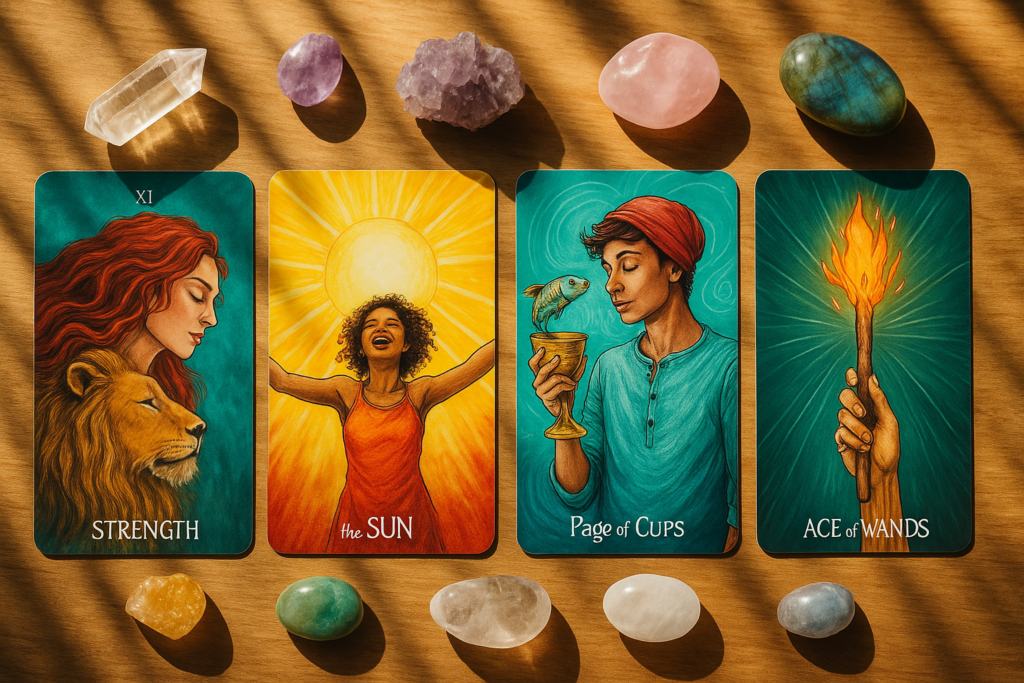 Light Seer’s tarot deck radiating light and self-healing energy.
